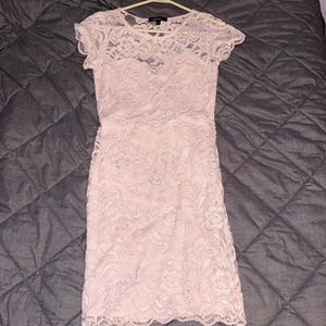 Blush pink lace bodycon dress